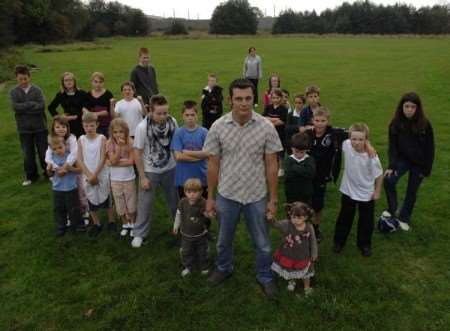 Keith Hayward and children who use the field in Bentley Road, Willesborough