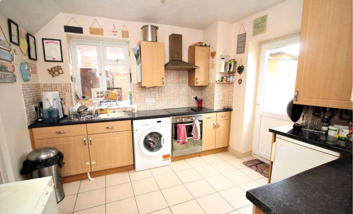 The kitchen area inside the home in Hartshill Road, Northfleet. Picture: Zoopla