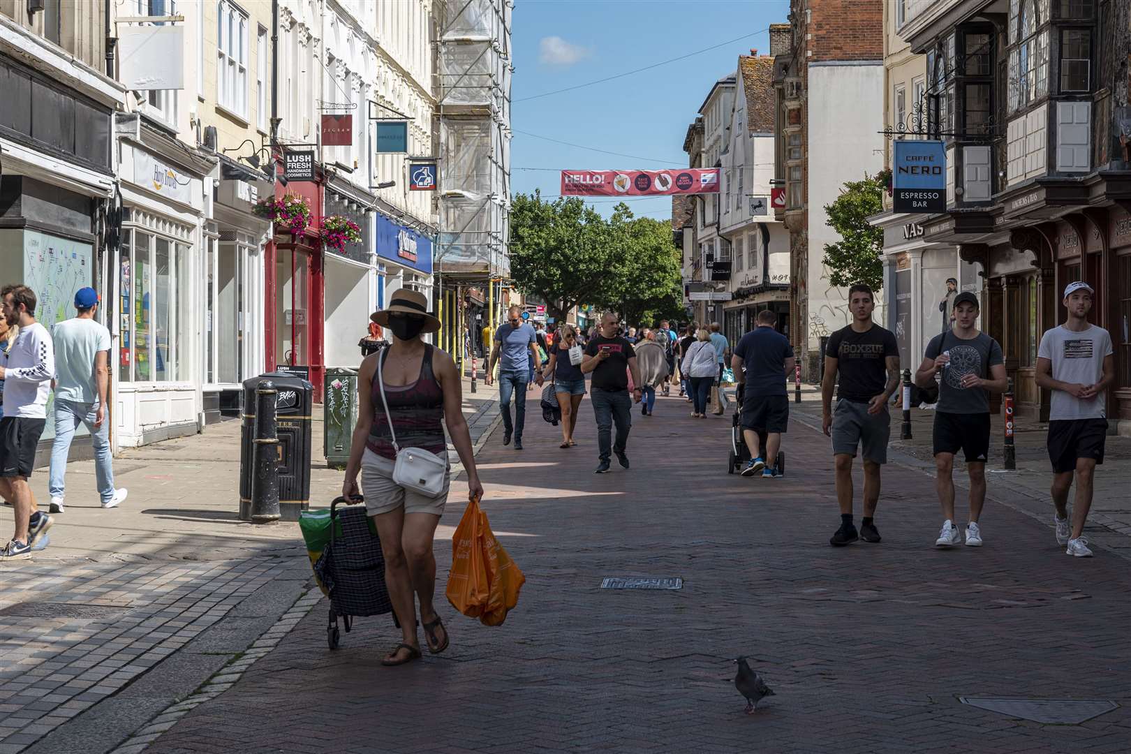 Some shoppers in Canterbury wore face masks. Picture: Jo Court