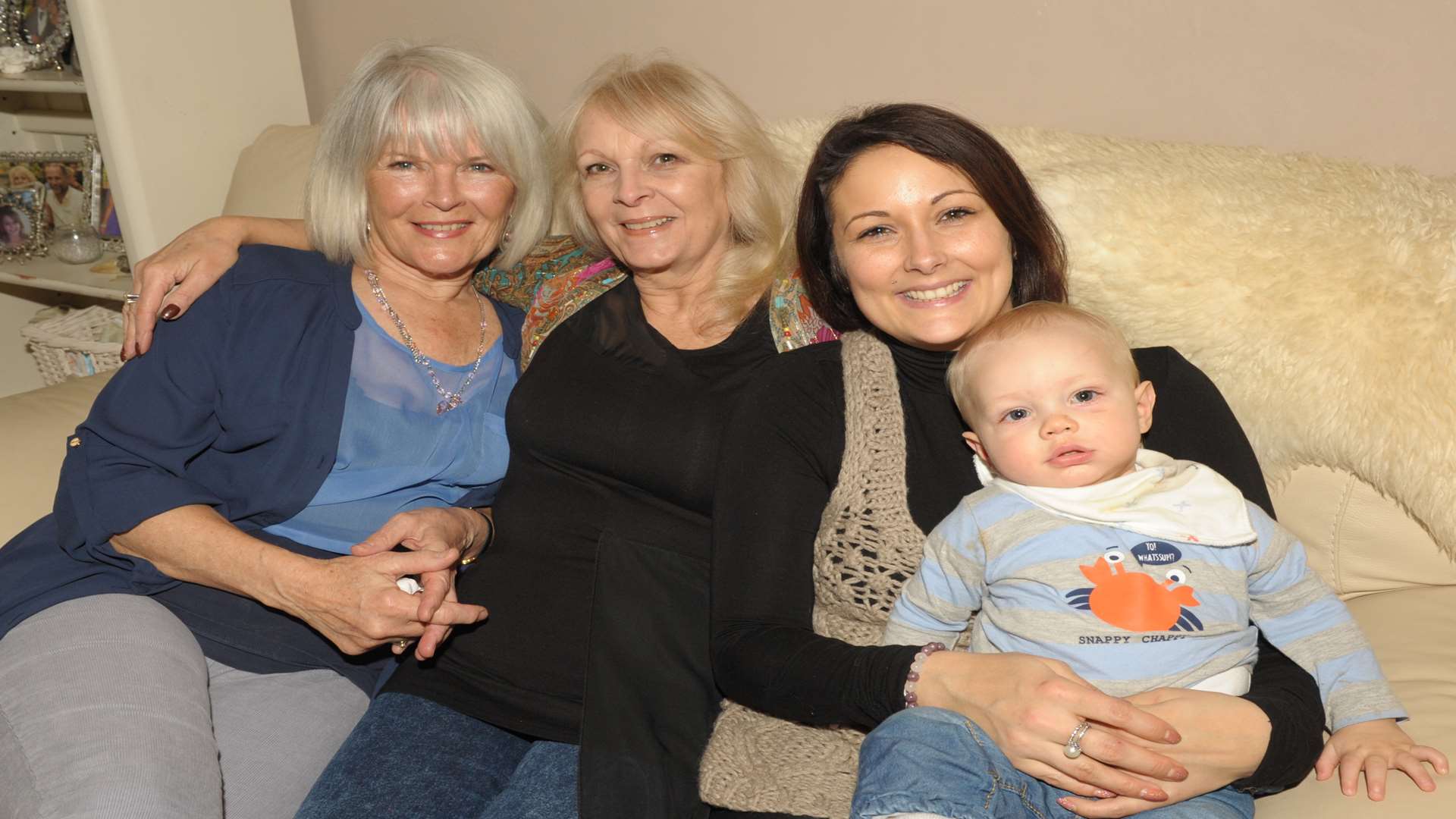 Sisters Elaine Coomber and Jenny Hamilton with Kerry-Ann Hamilton and nine-month-old Logan Hamilton-Cribben
