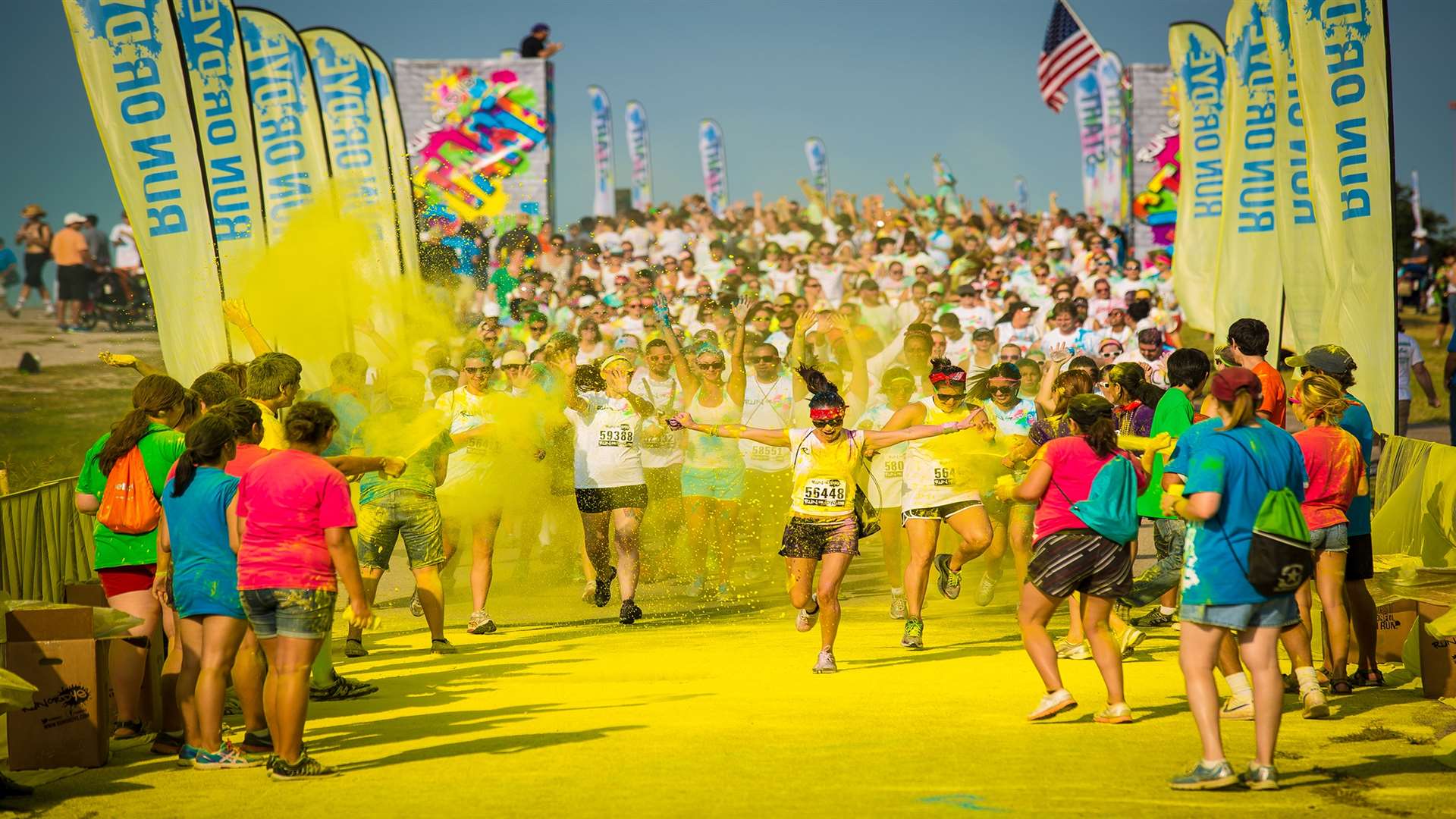 Participants will be arrive dressed in white and will be covered in a range of colourful paint during the race