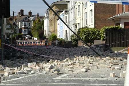 An adjoining road was blocked with rubble. Picture: HELEN KITTO