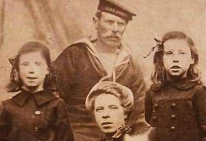 George Keam from Whitstable was superimposed into this family photo after his death in the sinking of HMS Cressy