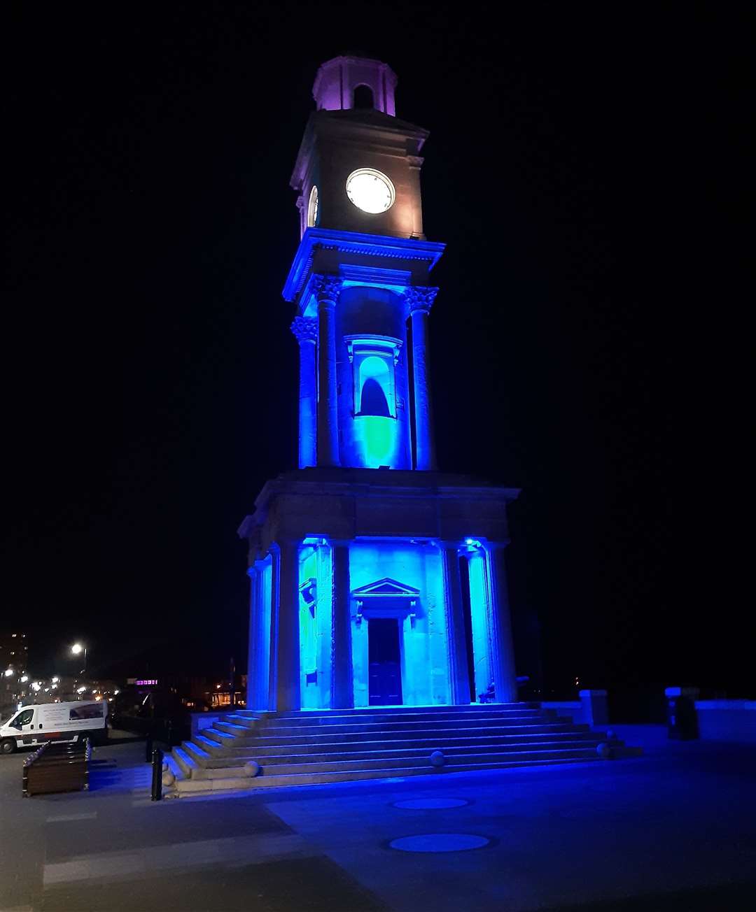 The Herne Bay clock tower lit up (32468973)