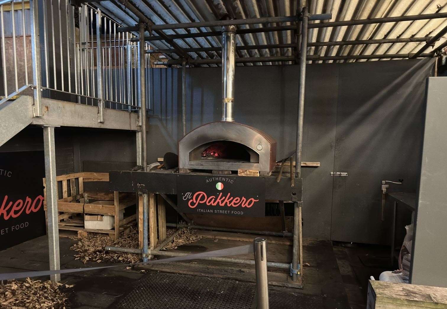 The pizzas were cooked in a woodfire