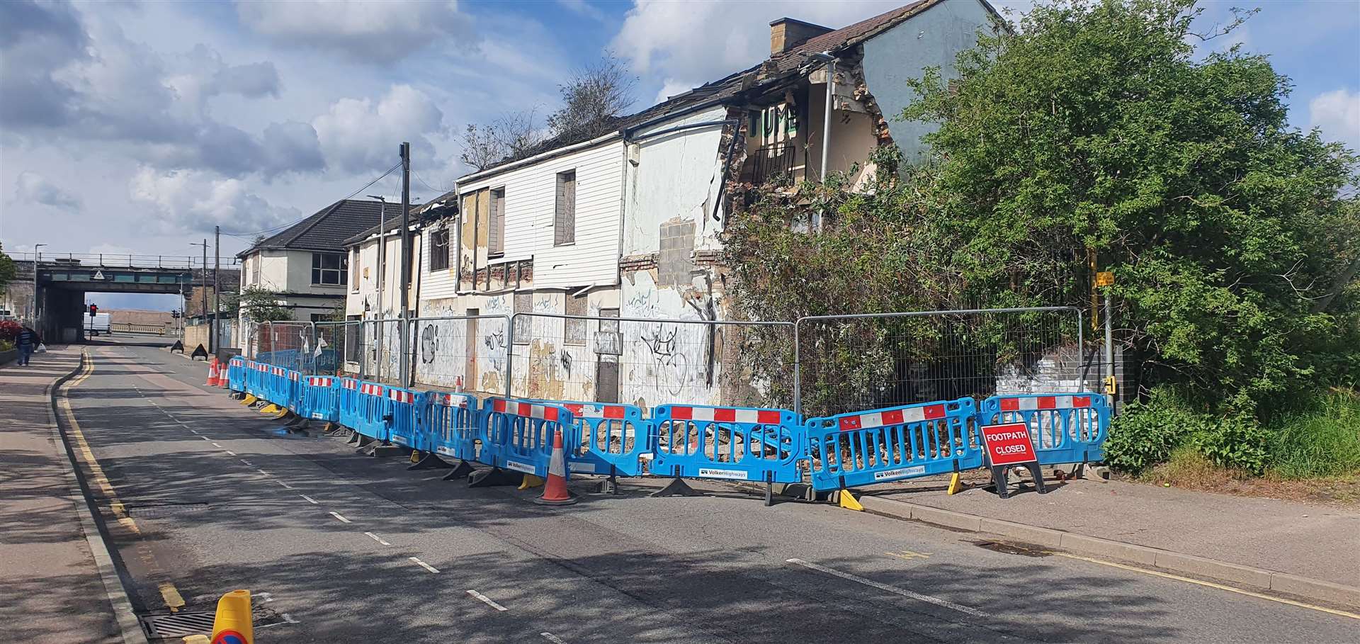 Part of the building next to the derelict Canal Cafe collapsed in 2021