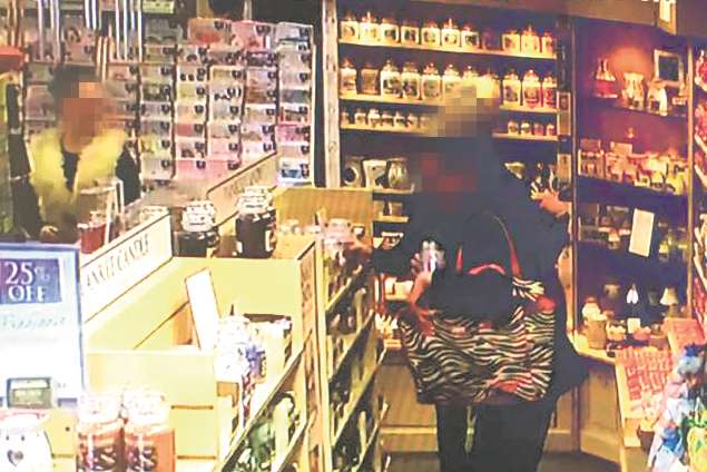 The CCTV images showed the group trying to get away with stealing the items