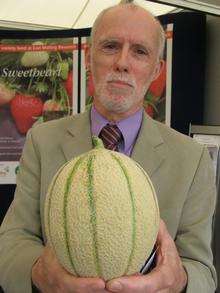 Christopher Jackson, head of science at East Malling Research,with one of the new crop of melons.