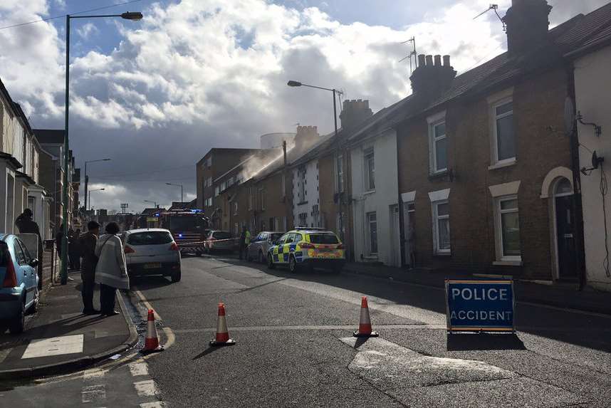 Firefighters were called to the terraced property in James Street at 3.30pm. Picture: @aurelagazel from Twitter