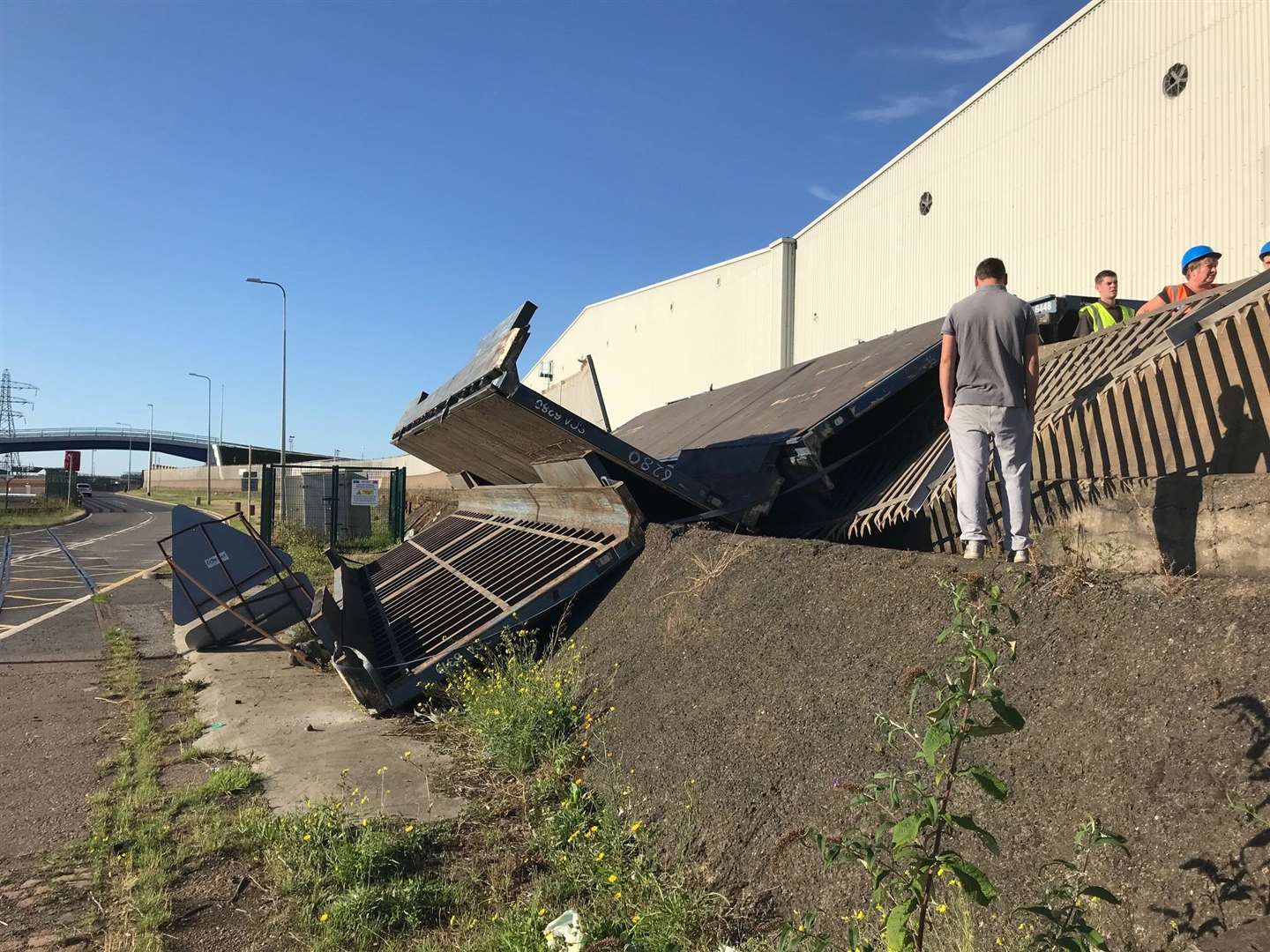 A security fence at Peel Ports in Sheerness was crushed after a trailer fell on it