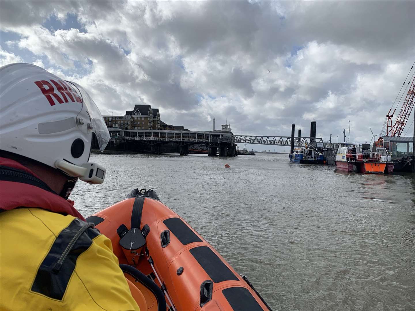 Crew from Gravesend lifeboat station on the River Thames. Picture:Gravesend RNLI