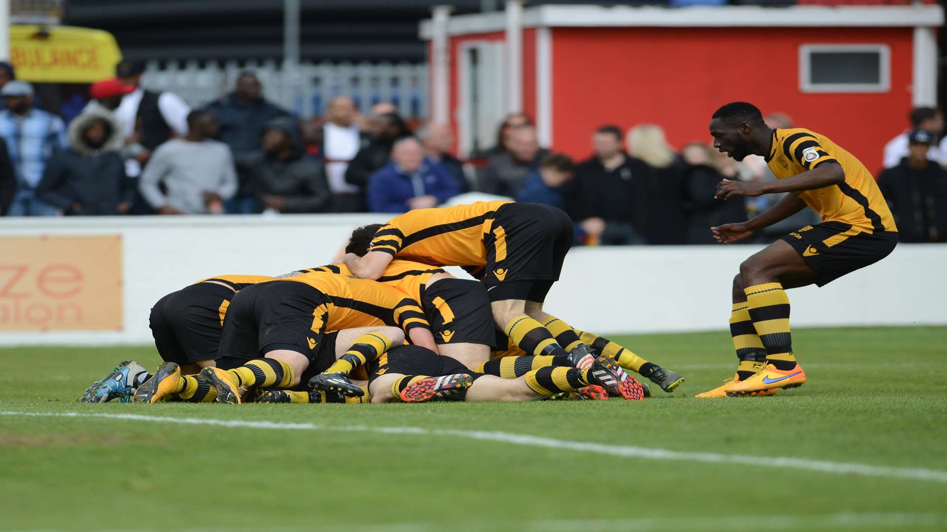 Celebrations after Bobby-Joe Taylor's wonder goal at Ebbsfleet Picture: Gary Browne