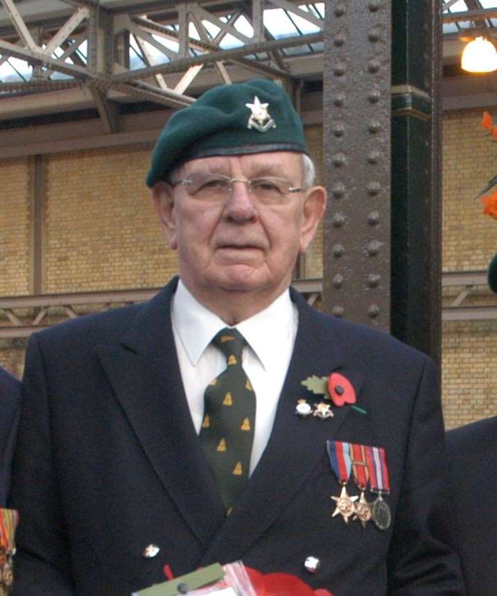 Peter Wood photographed during a Remembrance service in Dover in 2005. Picture by Barry Duffield