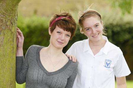 Picture of pupils Alex Cooper (17) and Nancy Devine (14) Who have both received treatment for cancer.