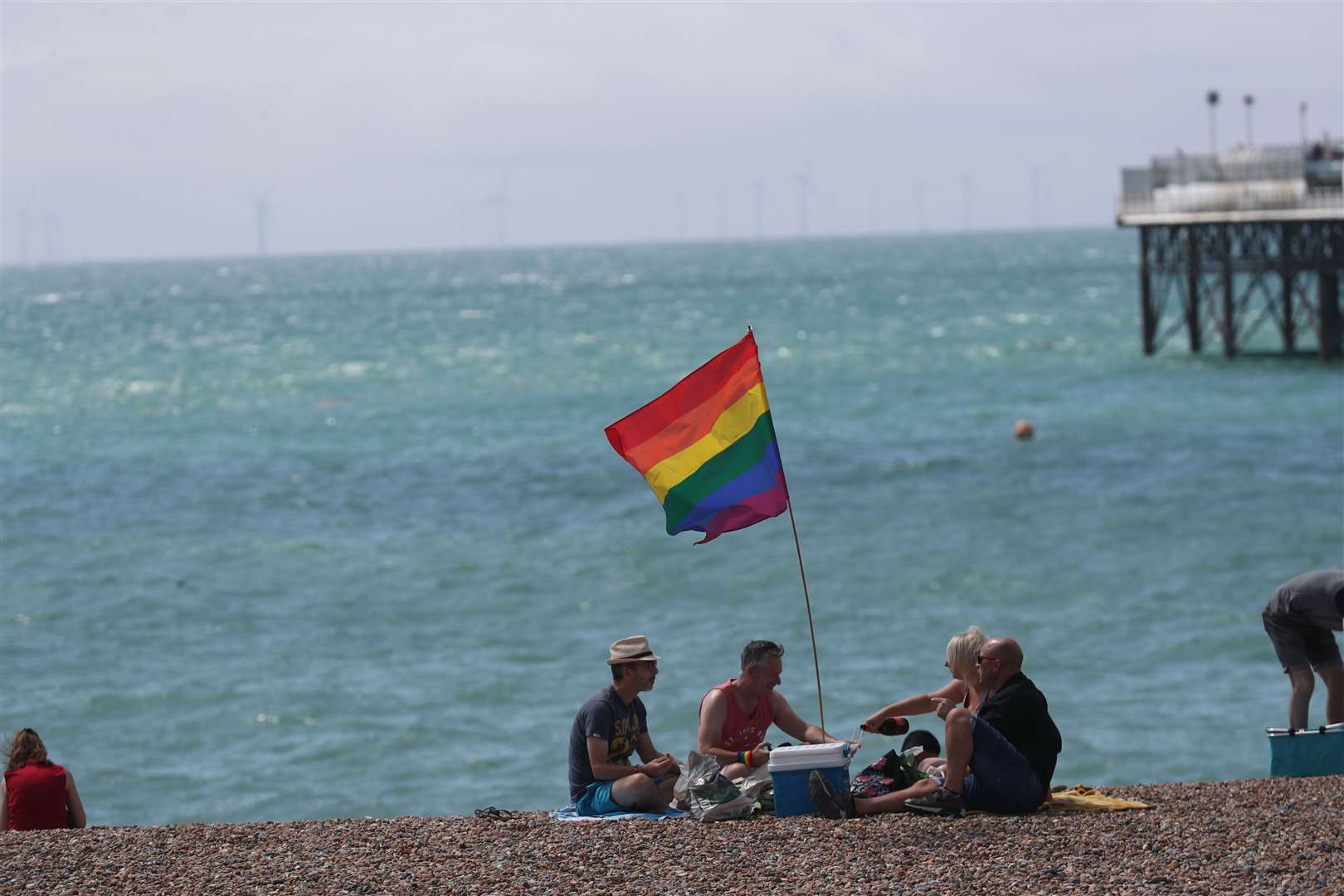 A Pride flag seen flying on what should have been parade weekend in Brighton (Steve Parsons/PA)