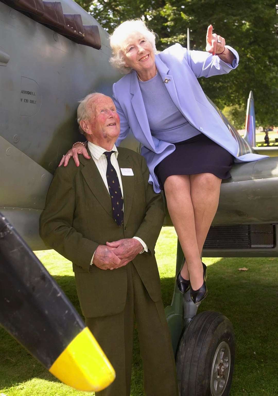 As part of the 60th anniversary of the Battle of Britain with Captain John (‘Cat’s Eyes’) Cunningham (PA)