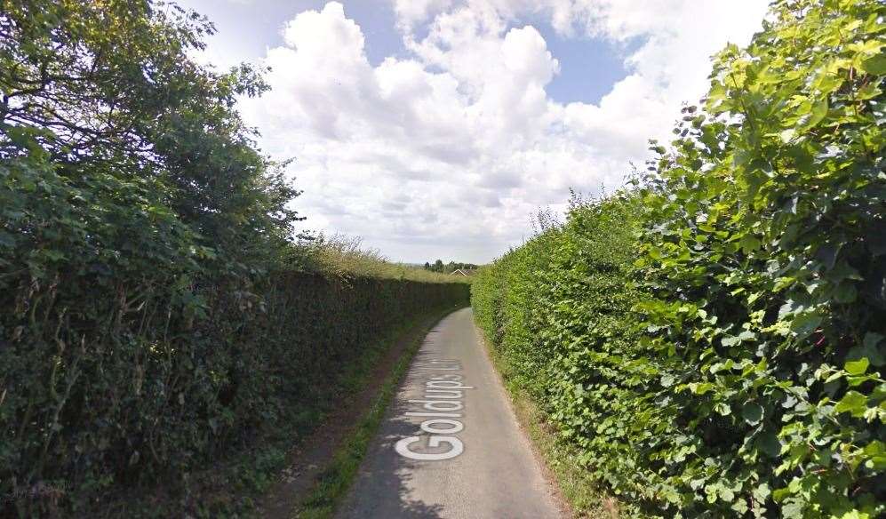 A fire destroyed an outbuilding in Goldups Lane in Shottenden. Picture: Google Street View (19015465)