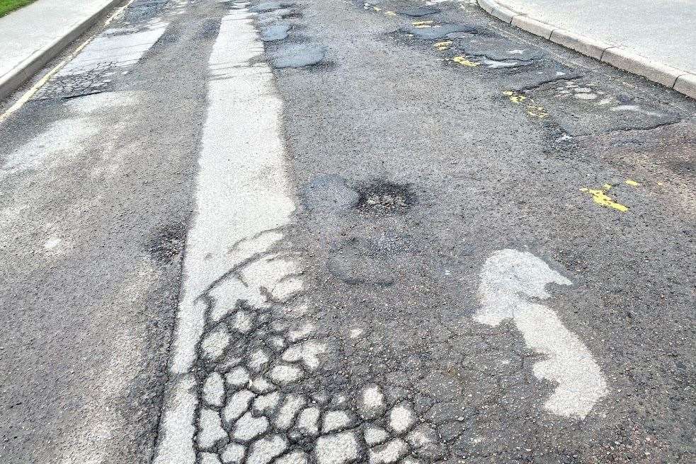 Recreation Ground Road in Tenterden is full of potholes