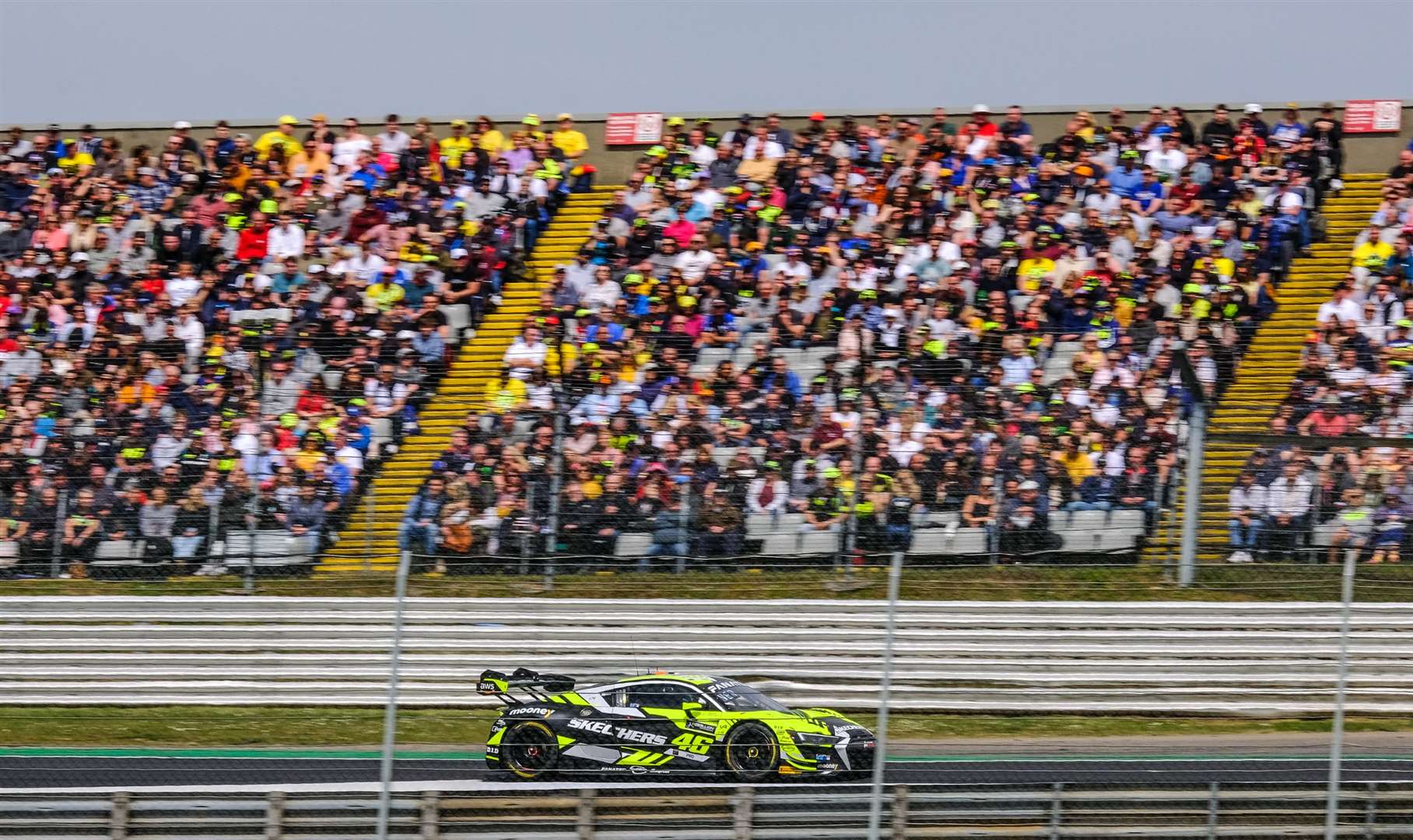 The Paddock Hill grandstand was packed on Sunday as scores of fans turned out to see Valentino Rossi. Pictures: SRO