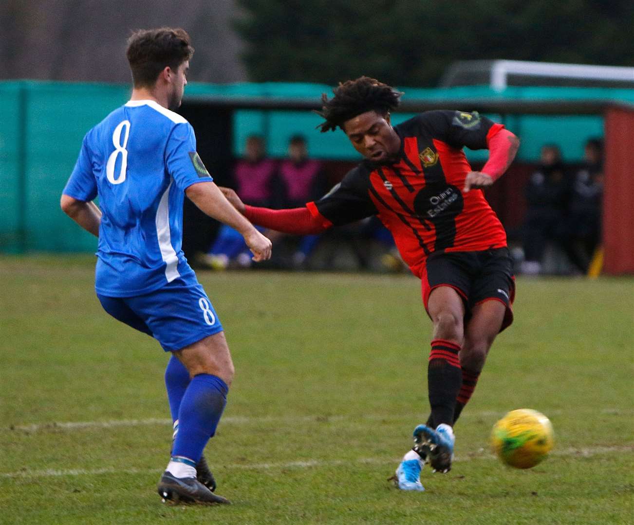 Ikechi Eze fires home Sittingbourne's first-half winner Picture: Andy Jones