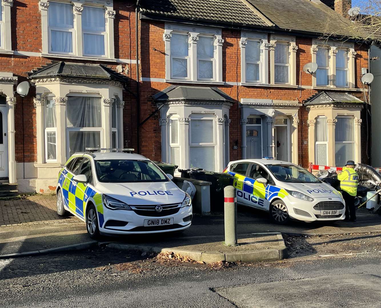 Police outside a house on Hastings Road, Maidstone
