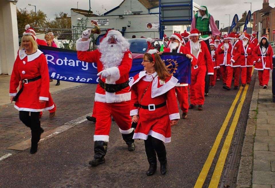 Sheppey Santas on their 'saunter' for the Sheerness Christmas lights event