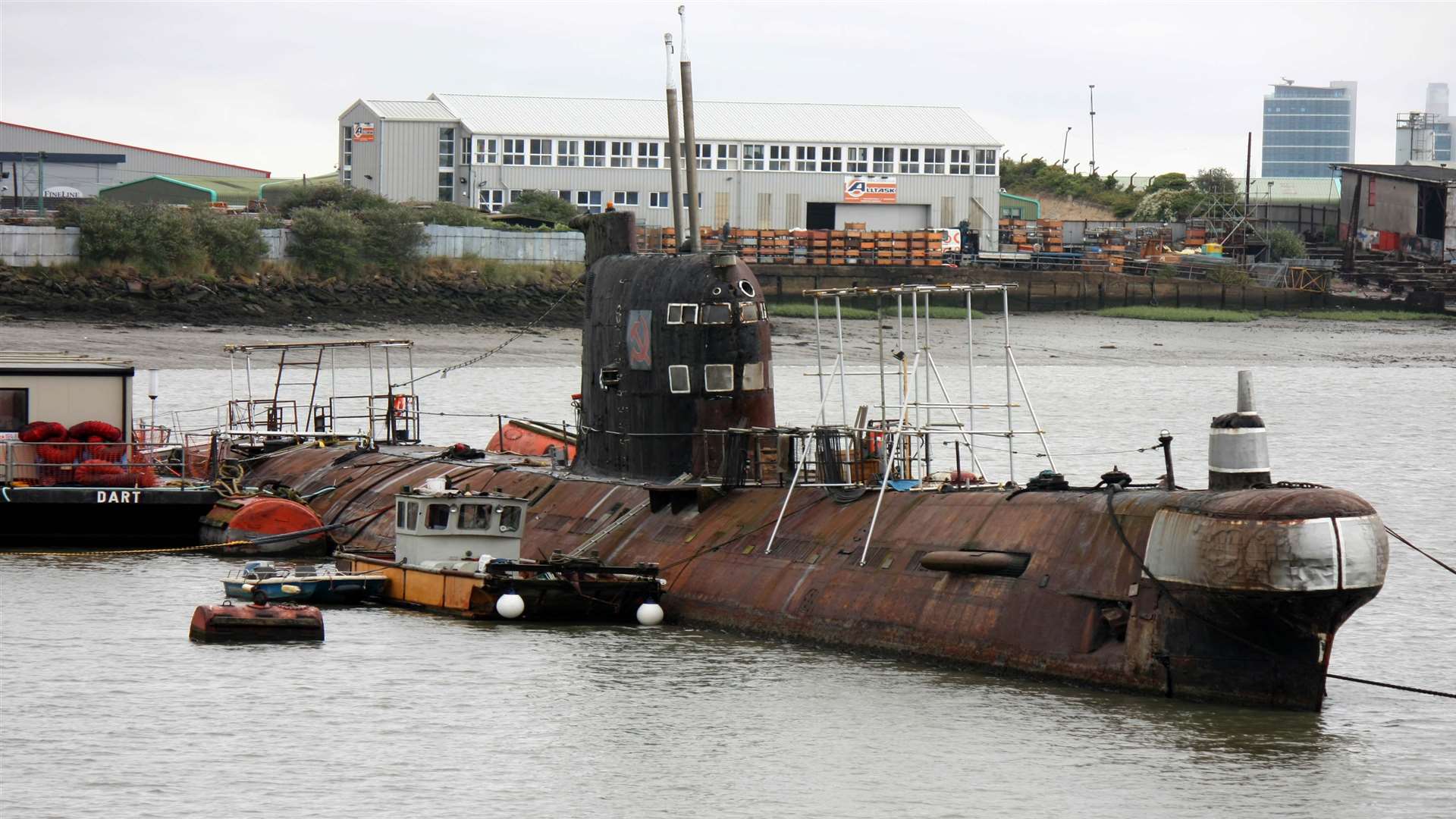 The submarine moored in the River Medway has been used as a movie location.