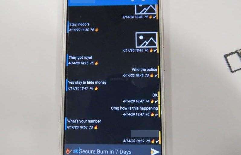 Photo shows Stevens phone messages about Adeniji's arrest