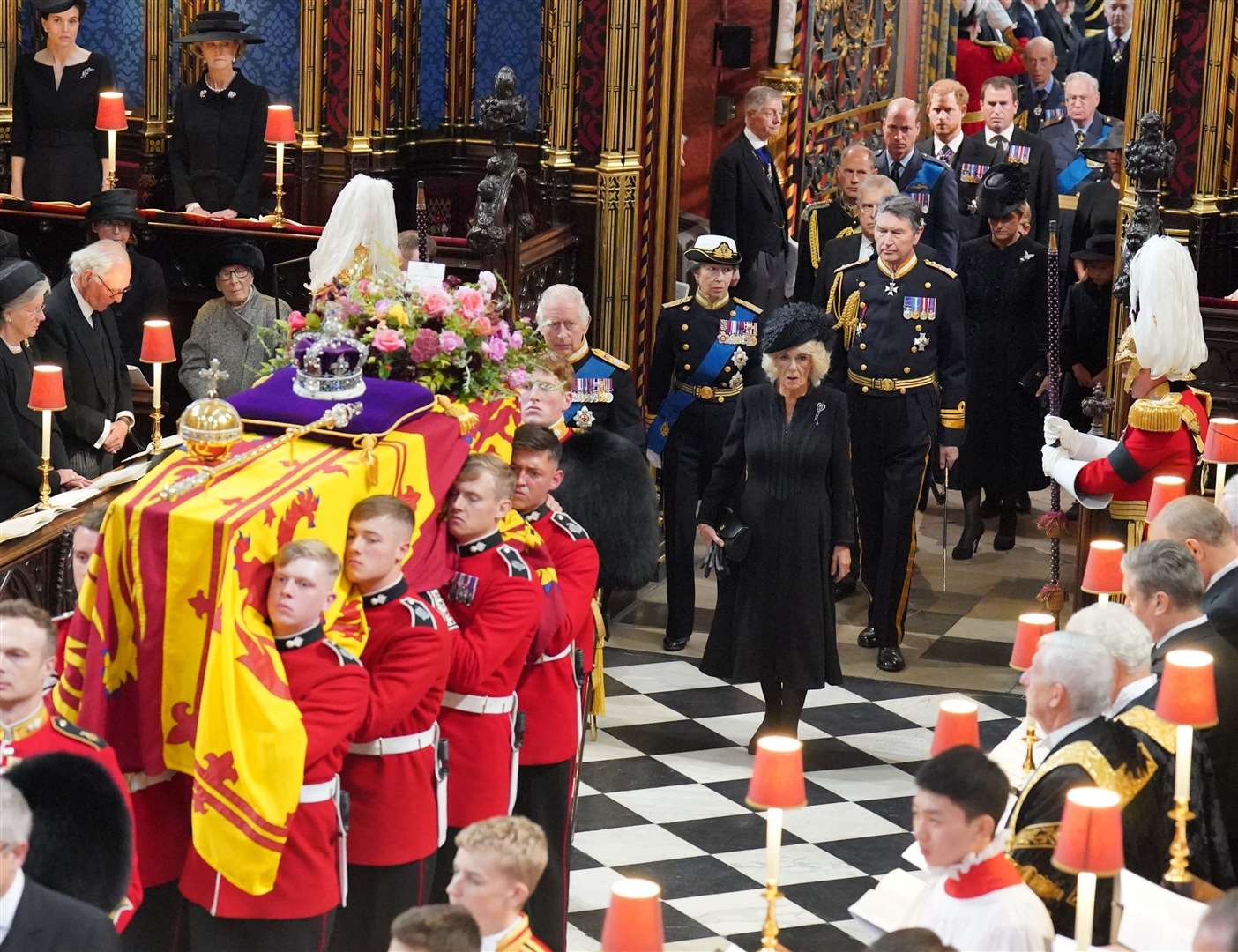 The coffin of Queen Elizabeth II is carried into Westminster. Picture: PA