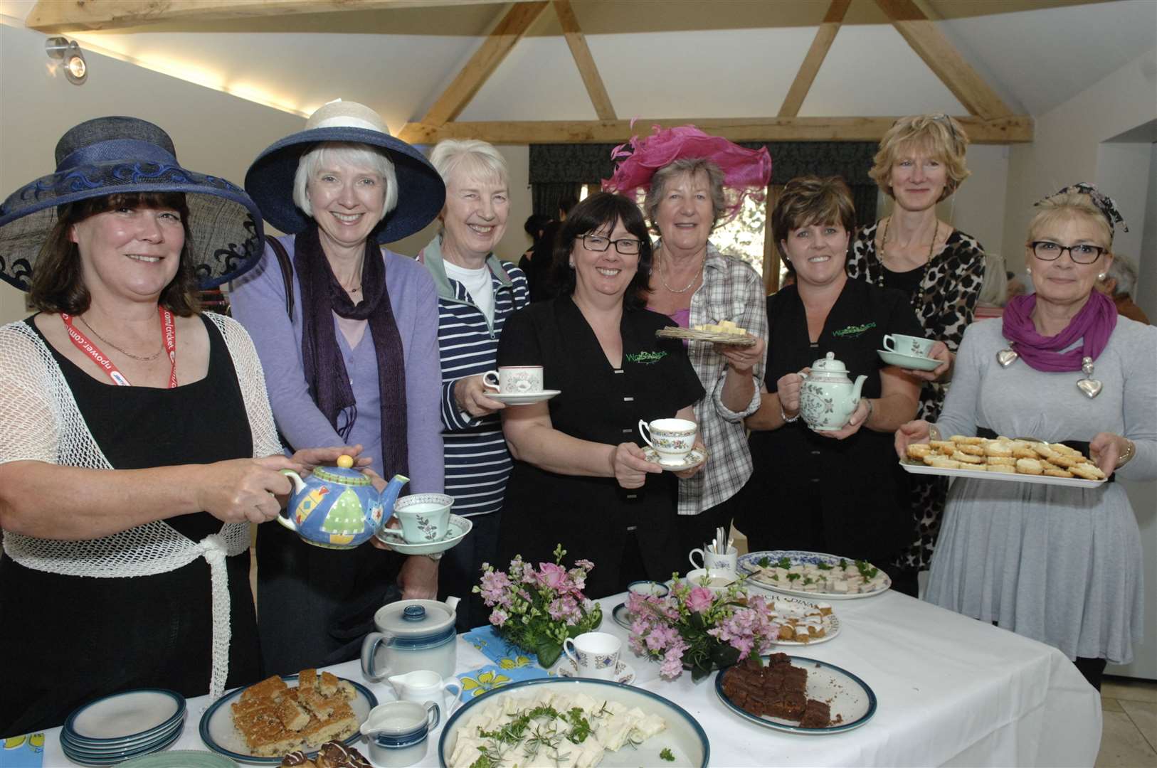 Jill Thomas, left with some of he many guests at a ladies afternoon held in aid of the Pilgrim's Hospice
