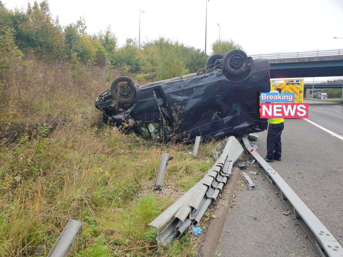 A van flipped onto its roof - Credit to Kent Police RPU (4519883)
