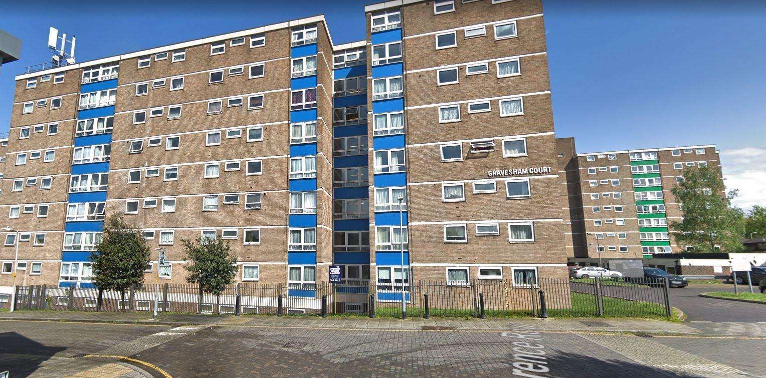 A fire was tackled at Gravesham Court, in Gravesend, on Friday night Picture: Google Streetview