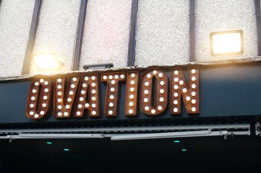 Ovation sign above the doors of the nightclub in Maidstone