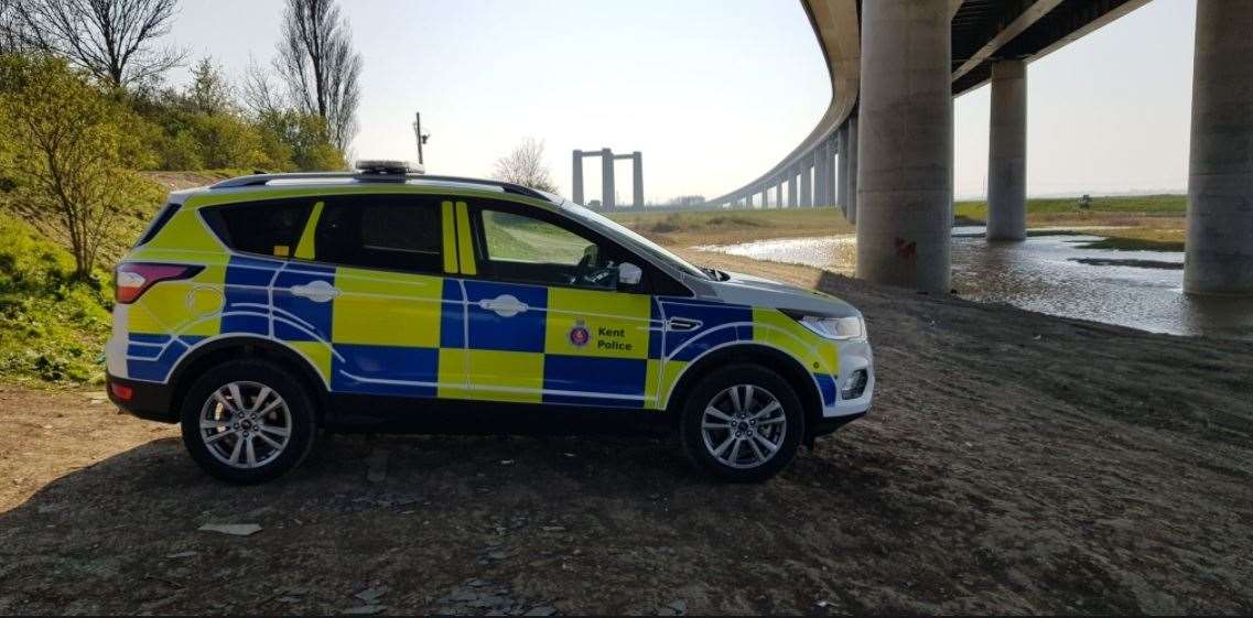 Police car at Kingsferry Bridge, Sheppey. Picture: Kent Police