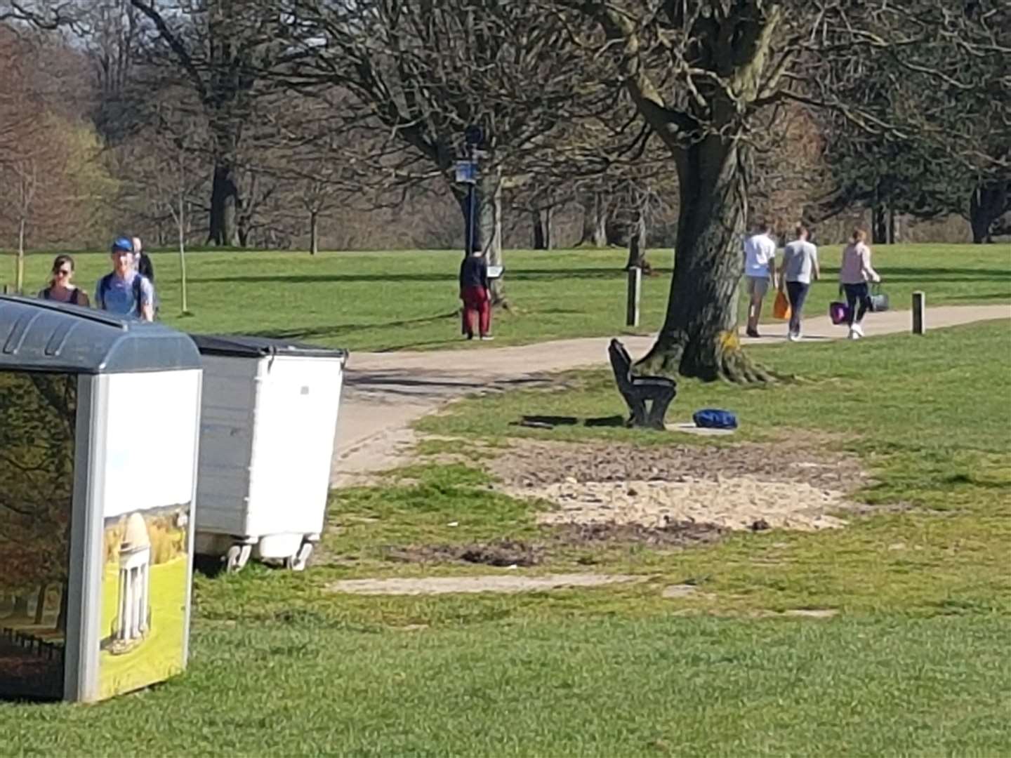People were seen in Mote Park in Maidstone during the sunshine despite the lockdown