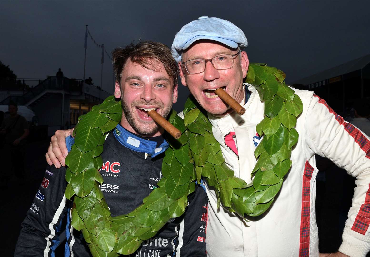 Jake Hill and Gregor Fisken get their cigars. Picture: Simon Hildrew