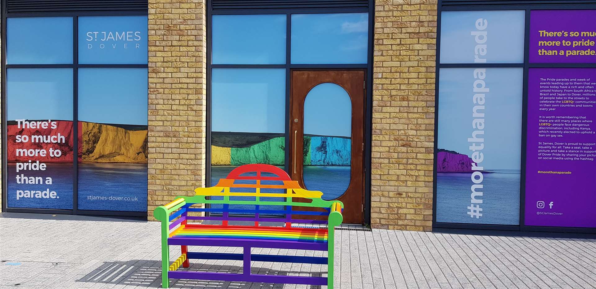 The new Pride bench at St James'. Picture: St James' Dover