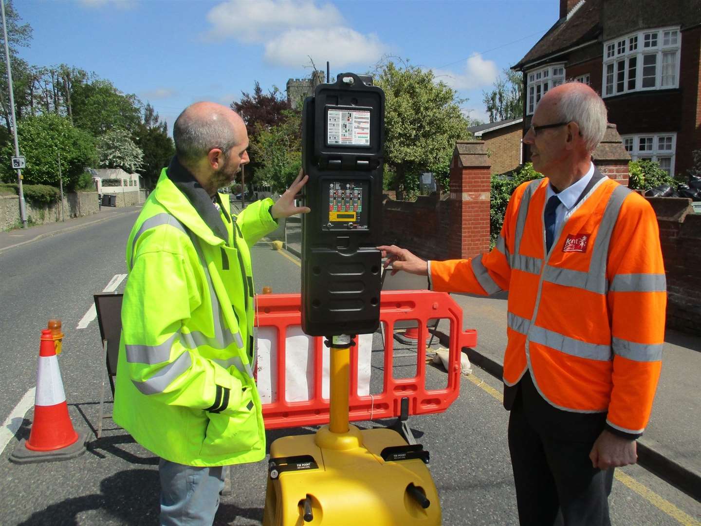 Paul Dooley, streetworks performance manager at UK Power Networks with Kent County Council’s highway policy and inspections manager, David Latham (9788989)