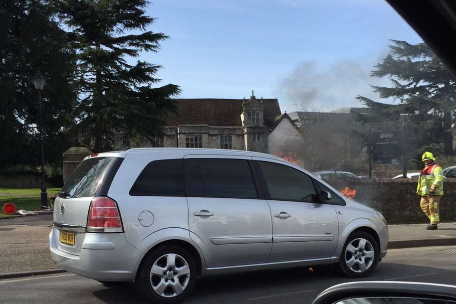 The car caught alight outside the Archbishop's Palace in Maidstone.