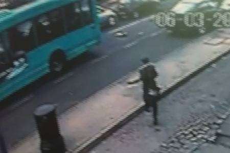 CCTV shows moments after the bus crash in Rochester Road, Gravesend.