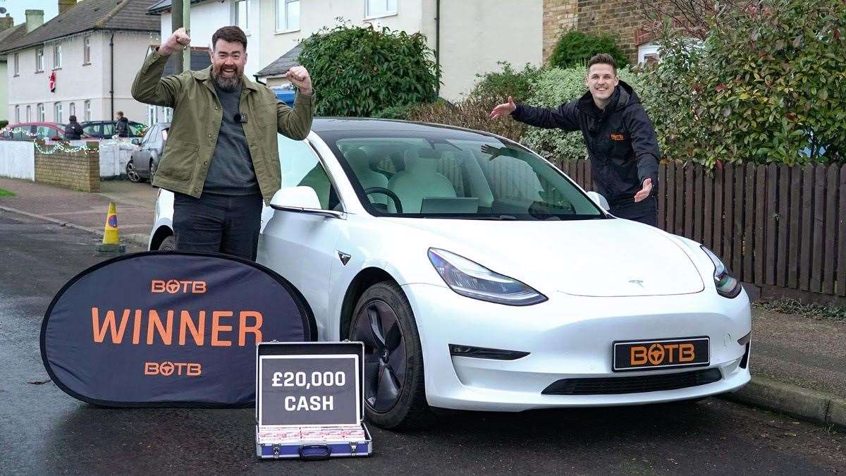 John Greenan has won a top-of-the-range £55,000 Tesla plus £20,000 cash