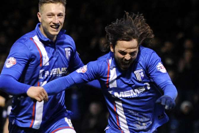 Bradley Dack celebrates his 14th goal of the season in the 2-1 win over Peterborough Picture: Barry Goodwin