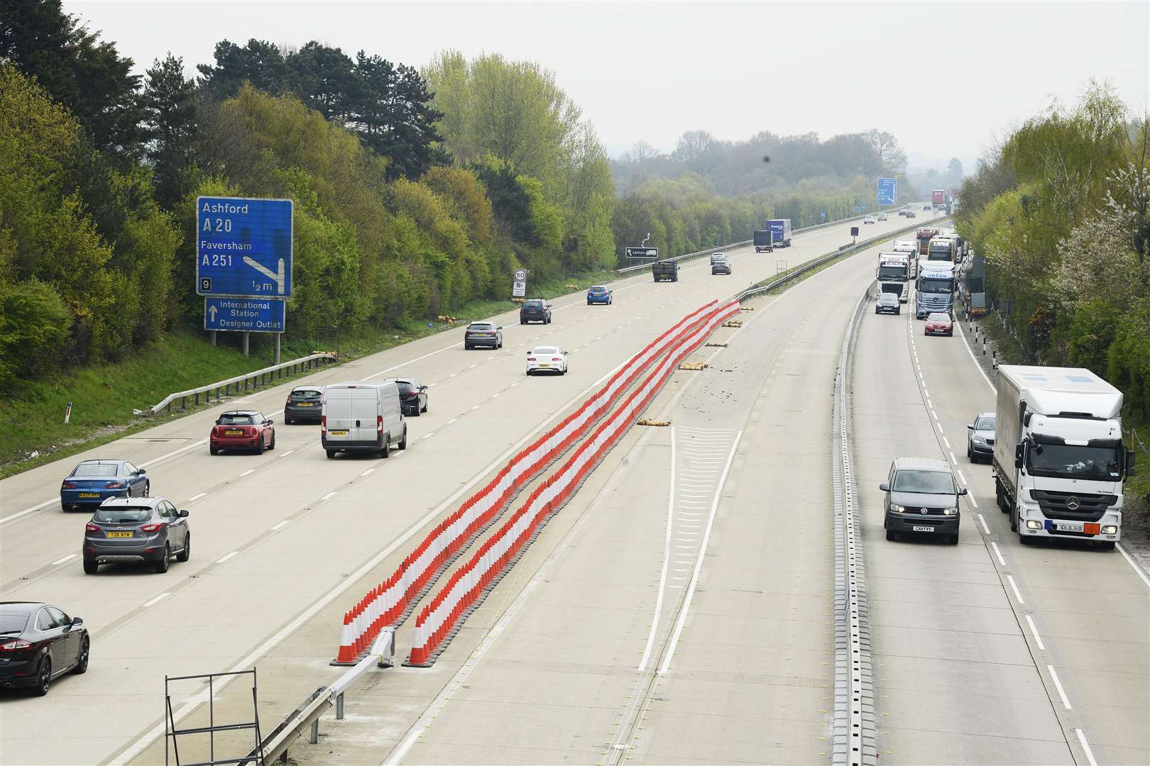 The barrier is still in place on the London-bound stretch