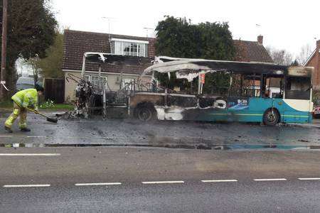 Bus explodes in London Road, West Kingsdown.
