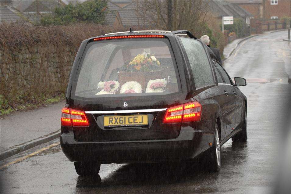 Funeral procession for 16-year-old Zoe Georgiou drives past Invicta Grammar School in Maidstone. Picture by Martin Apps.