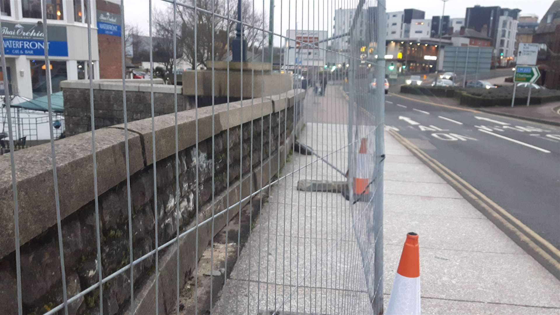 Damage to a bridge on The Broadway in Maidstone