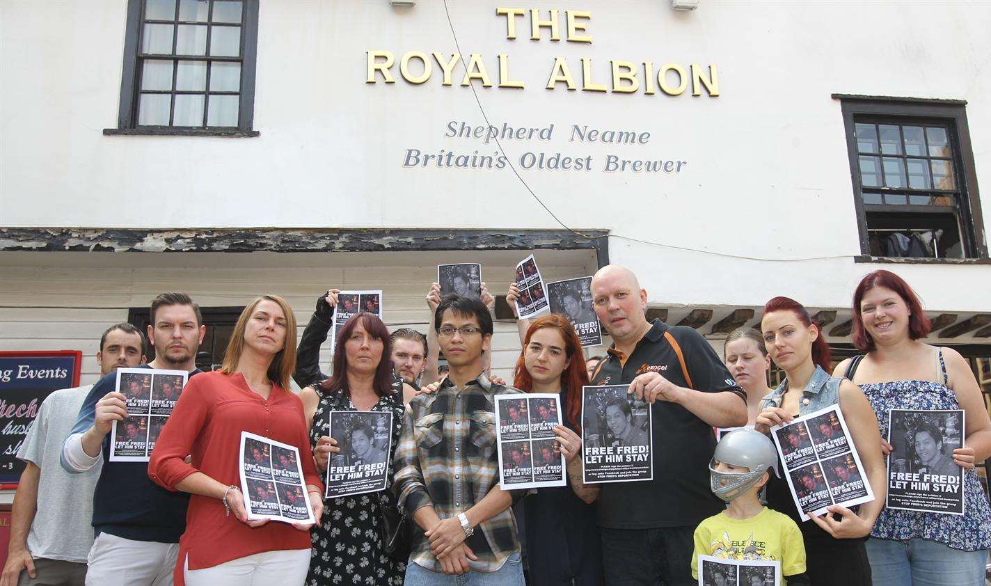 Fred Buenavista was reunited with friends and staff at The Royal Albion Pub, in Maidstone, whilst on bail