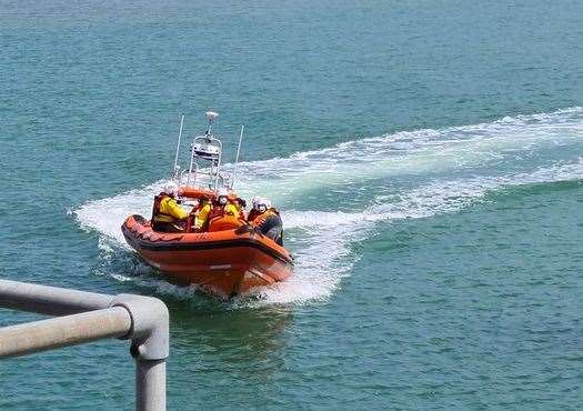 Ramsgate RNLI crews saved four children and a woman on an inflatable this afternoon. Picture: Ramsgate RNLI