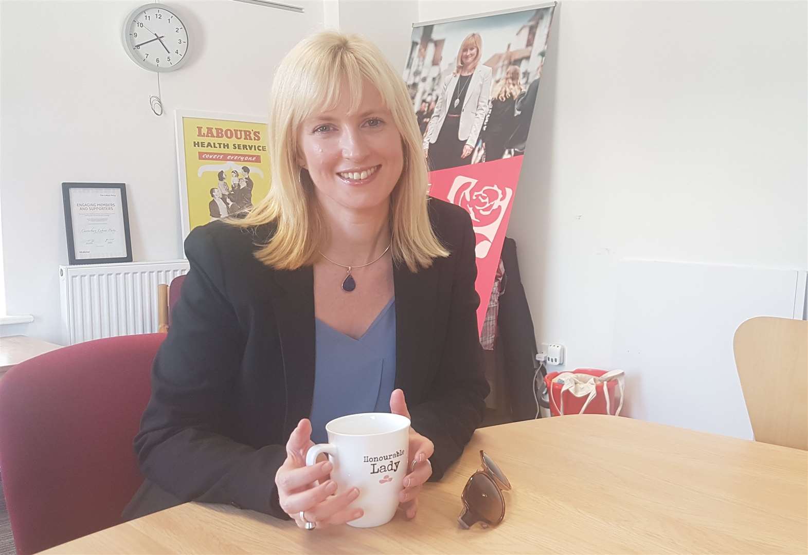 Rosie Duffield in her offices in Canterbury - her victory made headlines around the country