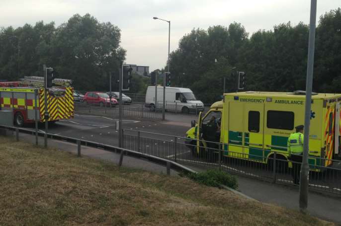 Emergency services at the scene of the smash